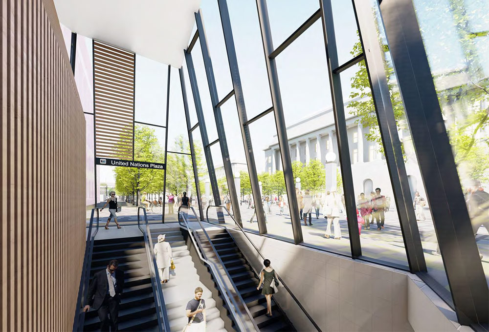 New Bart entrance at UN Plaza